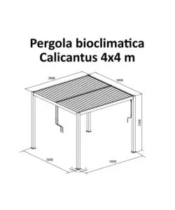 Pergola bioclimatica con led riviera 'calicantus wood' in alluminio effetto legno 4x4xh2,5 mt