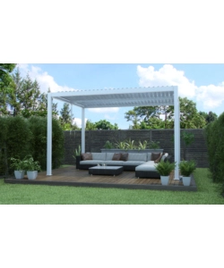 Pergola bioclimatica con led riviera "calicantus" in alluminio colore bianco 4x4xh2,5 mt