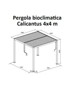 Pergola bioclimatica con led riviera 'calicantus' in alluminio colore bianco 4x4xh2,5 mt