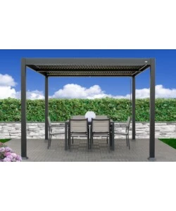 Pergola bioclimatica riviera "solanum deluxe" in alluminio colore antracite 3x3x2,4 mt