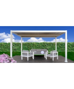 Pergola bioclimatica riviera "solanum deluxe" in alluminio colore bianco 3x3xh2,4 mt