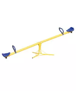 Dondolo per bambini da esterno 'pinco panco' con due sedute giallo e blu in metallo e plastica, 200x67x70 cm