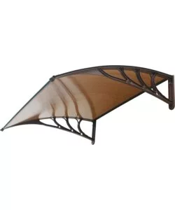 Pensilina da esterno in abs con supporto marrone e copertura in policarbonato alveolare fumÉ, 150x100 cm