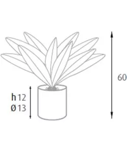 Pianta di dracaena in polietilene con 19 foglie, 60 cm