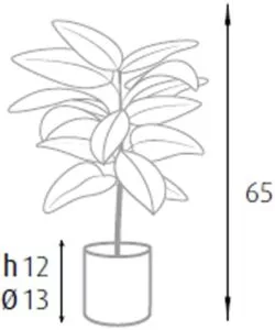 Pianta di ficus elastica in polietilene con 15 foglie, 65 cm