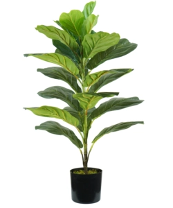 Pianta di ficus lyrata in polietilene con 21 foglie, 75 cm