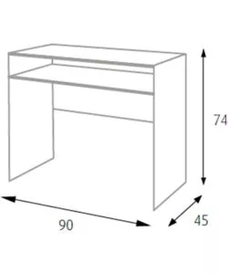 Scrivania con piano estraibile colore rovere, 90x45x74 cm