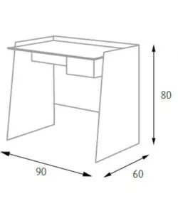 Scrivania con piano estraibile colore rovere, 90x45x74 cm