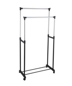 Stender appendiabiti doppio con ruote, 80x42x95/170 cm