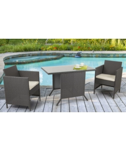 Set da giardino 'new relax' in ferro e rattan con 2 poltrone e un tavolino