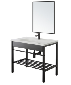 MOBILE BAGNO A TERRA 101CM CON LAVABO STILE INDUSTRIAL SPECCHIO, VIENNA