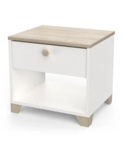 Comodino 'izzy' con 1 cassett0 quercia e bianco opaco, 43,2x39,7x36,2 cm