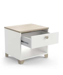 Comodino "izzy" con 1 cassett0 quercia e bianco opaco, 43,2x39,7x36,2 cm