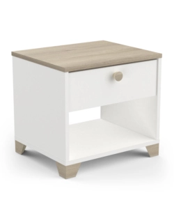 Comodino "izzy" con 1 cassett0 quercia e bianco opaco, 43,2x39,7x36,2 cm