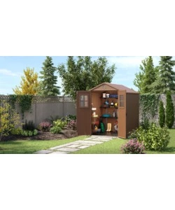 Casetta da giardino keter "darwin 6x6" in evotech+ colore marrone con porta battente doppia 190x183x221 cm