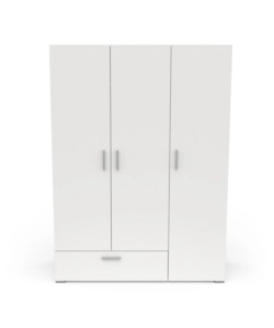 Armadio 2 ante e 1 cassetto "izzy" colore bianco opaco, 134,6x51,7x185,7 cm