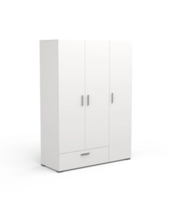 Armadio 2 ante e 1 cassetto "izzy" colore bianco opaco, 134,6x51,7x185,7 cm