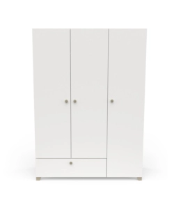 Armadio 2 ante e 1 cassetto "izzy" colore bianco opaco e quercia, 134,6x51,7x185,7 cm