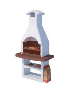 Barbecue a carbonella in cemento 'madrid', 90x45x212 cm - linea vz