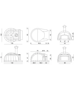 Forno per pizza linea vz "etna" in refrattario, 120x138x75/120 cm