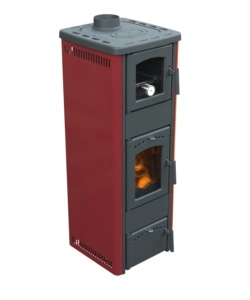 Stufa a legna con forno vulcania 'tina' rosso 6,1 kw