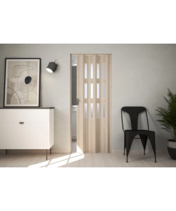 Porta a soffietto da interno 'luciana' cedro con vetro 88,5x214 cm