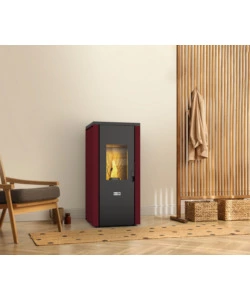 Stufa a pellet ermetica canadian stove "design evo" bordeaux 8,3 kw