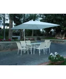 Ombrellone da giardino retrattile "suitset" con struttura in alluminio bianco e telo grigio - 3x3xh2 metri