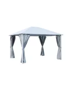 Gazebo da esterno 'fuenti' impermeabile e tende laterali color grigio, 3x3,60xh2,63 m