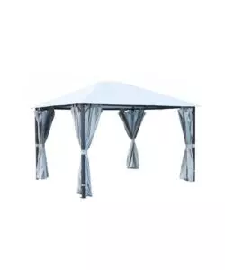 Gazebo da esterno 'fuenti' impermeabile e tende laterali color grigio, 3x3,60xh2,63 m