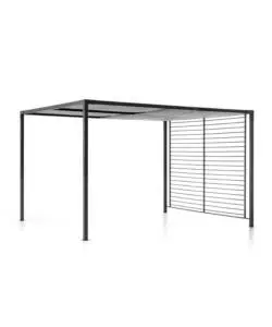 Gazebo pergola da esterno 'bora' in ferro antracite, 3x3,6 metri