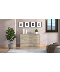 Credenza "girona" 3 ante e 1 cassetto quercia, 119x33x80,5 cm