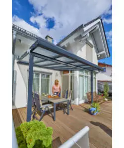 Pergola da esterno in alluminio colore antracite con copertura in policarbonato, 3x3 metri