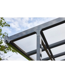 Pergola da esterno "patio" in alluminio antracite e policarbonato opale, 3x3 metri