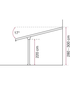 Pergola da esterno "patio" in alluminio antracite e policarbonato opale, 3x3 metri