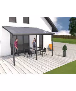 Pergola da esterno in alluminio colore antracite con copertura in policarbonato, 4x3 metri