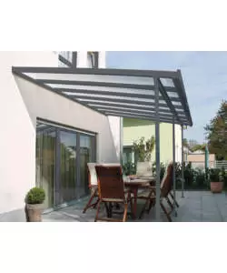 Pergola da esterno in alluminio colore antracite con copertura in policarbonato, 4x3 metri