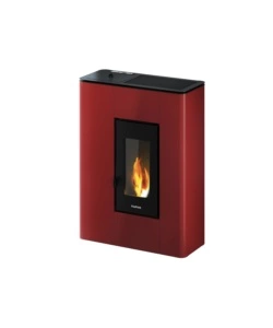 Stufa a pellet slim ermetica freepoint 'atrium' bordeaux 5,2 kw