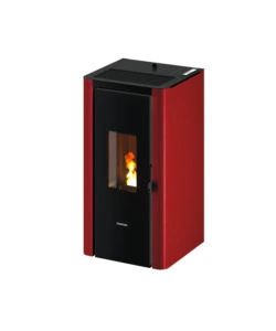 Stufa a pellet ermetica freepoint 'indigo' colore bordeaux, 7 kw