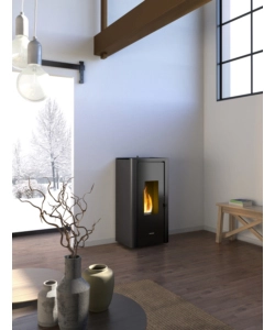 Stufa a pellet ermetica freepoint "indigo" antracite 7 kw