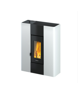 Stufa a pellet slim ermetica freepoint "roxy" bianco 7 kw