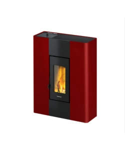 Stufa a pellet slim ermetica freepoint "roxy" bordeaux 7 kw