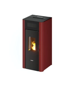 Stufa a pellet ermetica freepoint "amaranto" bordeaux 8,5 kw