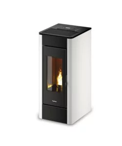 Stufa a pellet canalizzata ermetica freepoint 'indaco' bianco 10,5 kw