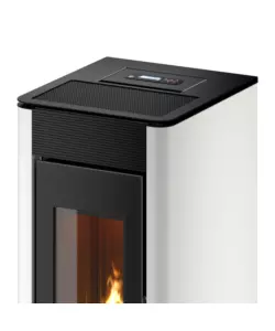 Stufa a pellet canalizzata ermetica freepoint "indaco" bianco 10,5 kw