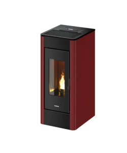 Stufa a pellet canalizzata ermetica freepoint 'indaco' bordeaux 10,5 kw