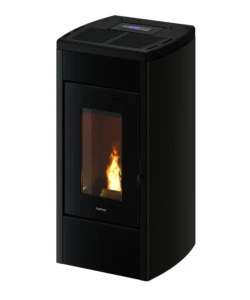 Stufa a pellet canalizzata ermetica freepoint 'duke' nero 14 kw