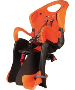 SEGGIOLINO POSTERIORE PER BICLETTA BELLELLI 'TIGER CLAMP' GREY/ORANGE, PORTATA MASSIMA 22 KG