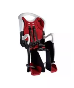 Seggiolino bici posteriore bellelli 'tiger clamp' rosso e bianco, portata massima 22 kg