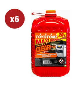 6 taniche da 20 litri di combustibile liquido 'toyotomi clear' - totale di 120 litri